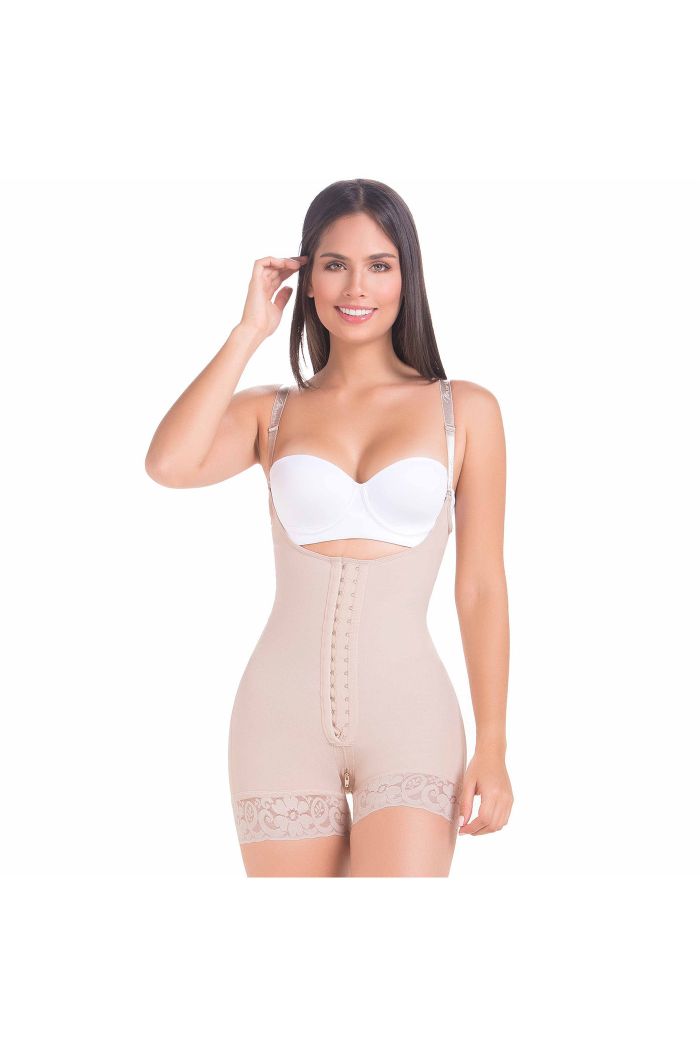 Fajas Salome 0419, Butt Lifter Hiphugger Mid Thigh Body Shaper, Open Bust  Tummy Control Shapewear for Women