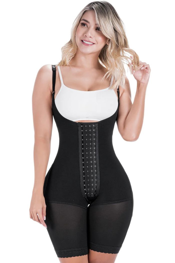 SONRYSE 010, Colombian Shapewear Knee Lenght with Built-in bra & High Back