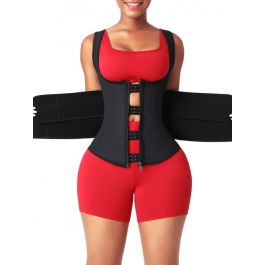 Neoprene Waist Trainer With Zipper & Velcro Belt Double