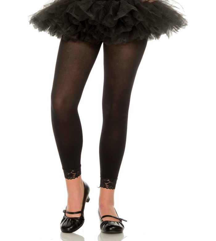 TULLE TRIM LEGGINGS - Black