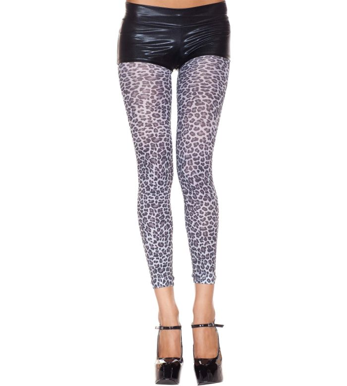 Leopard Printed Footless Tights for Women Fashion Cheetah Print 