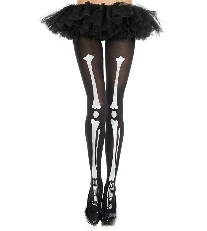 Skull Print Opaque Tights by Music Legs