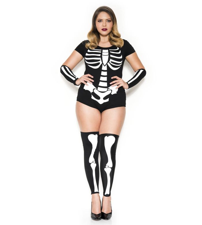 Music Legs 3 PC. Includes: Plus Size Skeleton Print Bodysuit, Matching Arm  Warmers, And Skeleton Print Leg Warmers ML71005Q