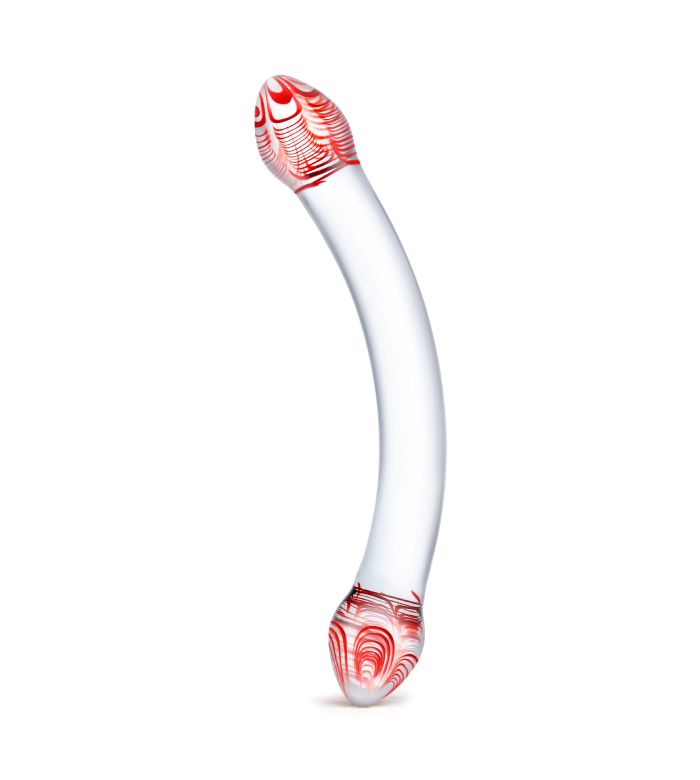 Glas Red Head Double Dildo Clear Os