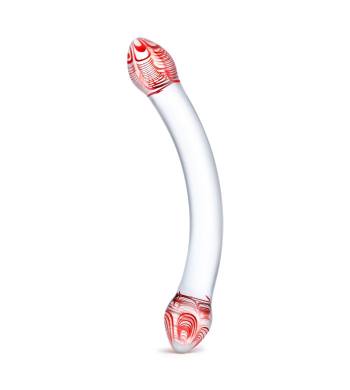 Glas Red Head Double Dildo Clear Os 3653