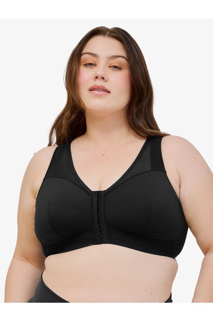 Leading Lady - The Harper Wirefree Mesh Front-Closure Bra LL5972BLK