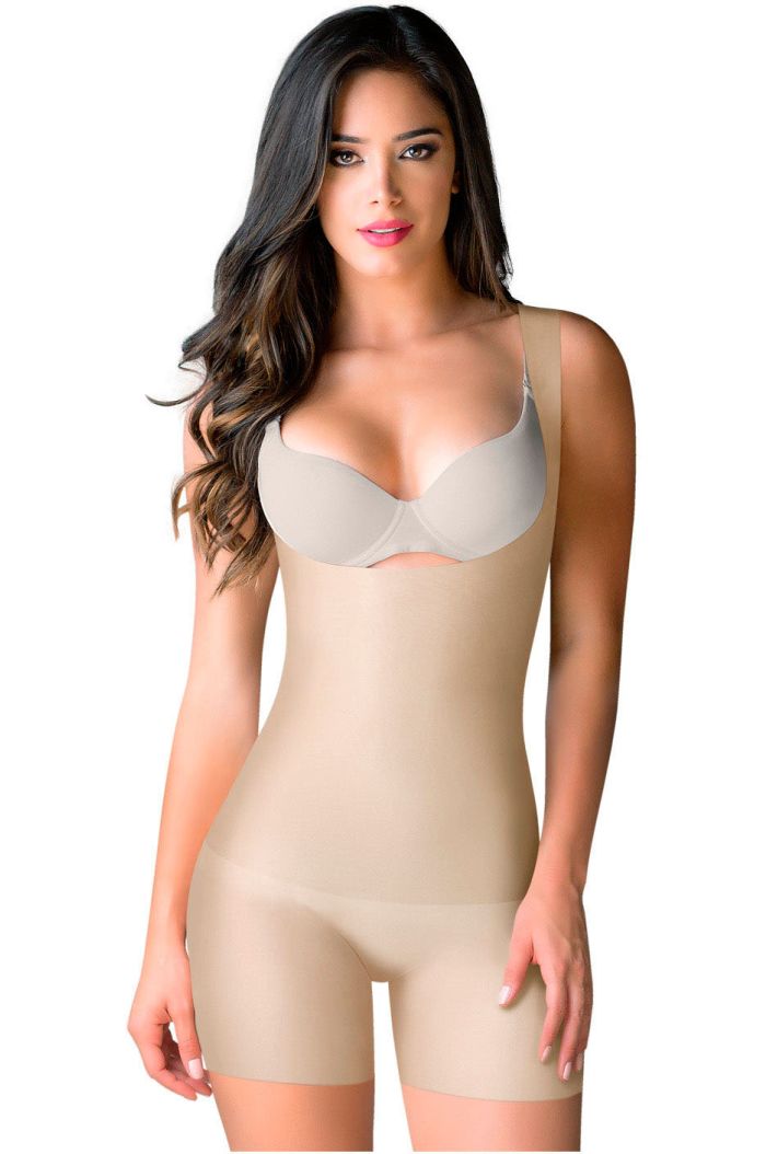 ROMANZA 2033 | Women Tummy Control Shapewear  | Open Bust & Mid Thigh